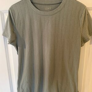 LOFT Outlet Ribbed Short Sleeve Tee in Sage